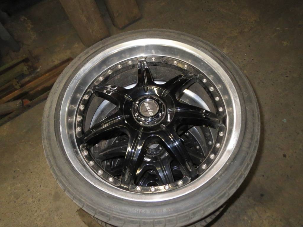 AXIS MOD Black with Polished Lip - 18x7.5 - 5x114.3 - Quantity 4 with Tires